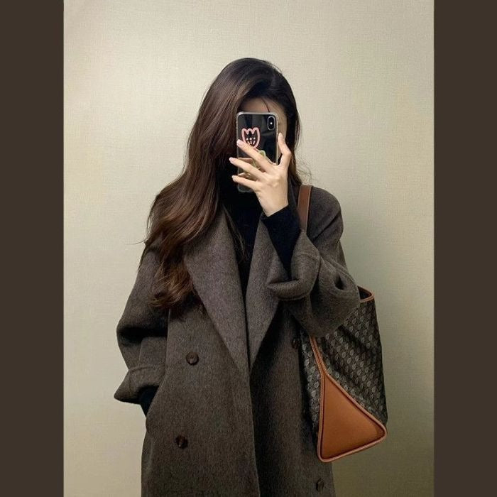 Women's Thickened Knee-length Mid-long Korean-style Wool Coat