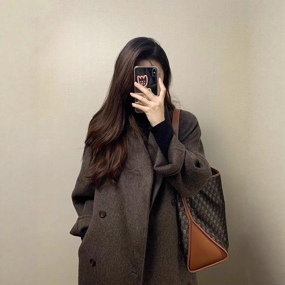 Women's Thickened Knee-length Mid-long Korean-style Wool Coat