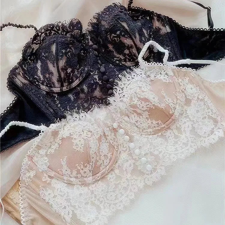 Sexy lace French new strappy bra, backless underwear, women's retro thin vest bra