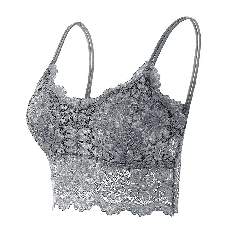 New Women Lace Bras Top Comfortable Bralette Solid Color Sexy Underwear Vest Female Hollow Out Wireless Lingerie Seamless Bra