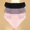 3Pcs/Set Women's Lace Panties Hollow Out Underwear Soft Silk Satin Lingerie Female Sexy Breathable Floral Briefs Cozy Intimates