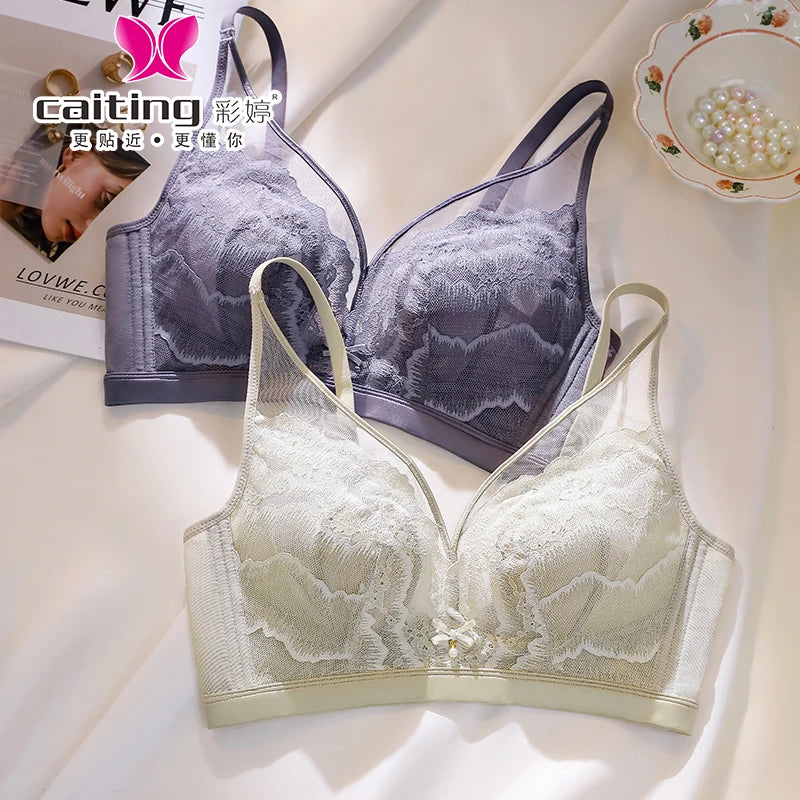 CAITING Adjustable Women's Bra Rabbit EarSexy Underwear for Big Breast Wireless Full Cup Bra for Young Women