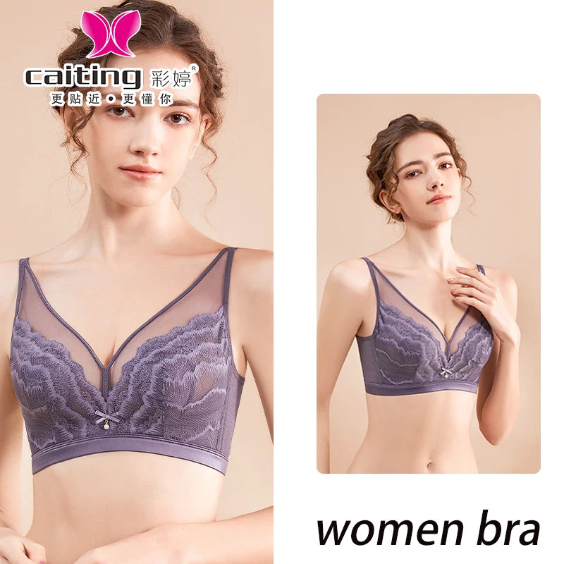 CAITING Adjustable Women's Bra Rabbit EarSexy Underwear for Big Breast Wireless Full Cup Bra for Young Women