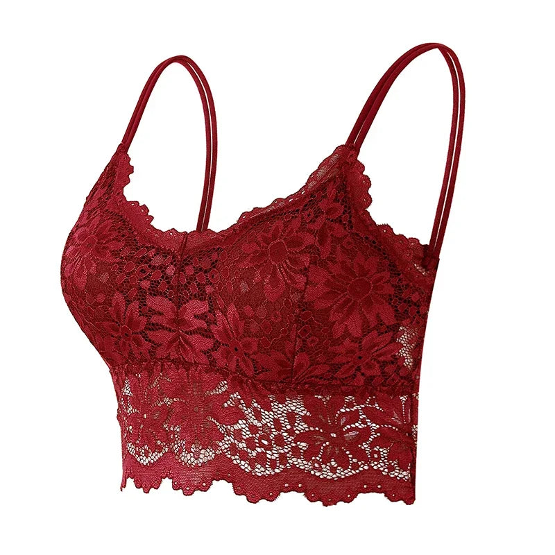 New Women Lace Bras Top Comfortable Bralette Solid Color Sexy Underwear Vest Female Hollow Out Wireless Lingerie Seamless Bra