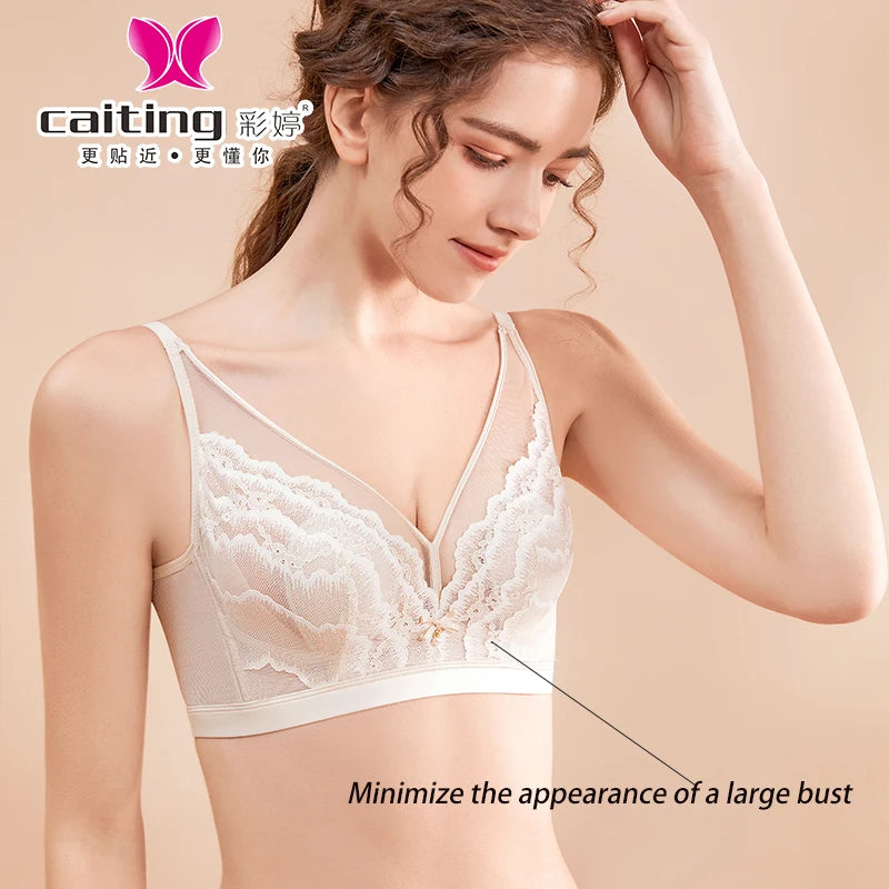 CAITING Adjustable Women's Bra Rabbit EarSexy Underwear for Big Breast Wireless Full Cup Bra for Young Women