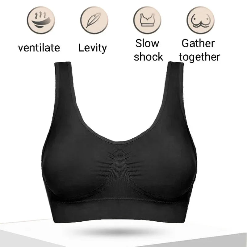 Seamless Bra For Women Crop Top Black Vertical Stripe Breathable Sports Bra Fitness Tube Tops Yoga Underwear Sports Bra