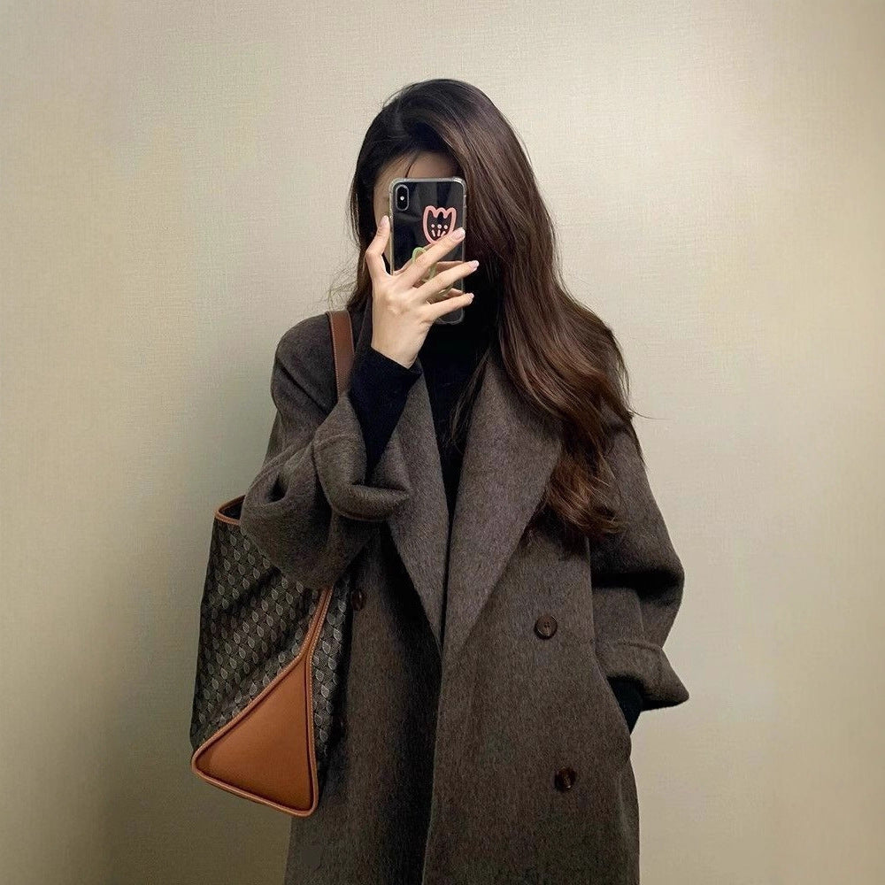Women's Thickened Knee-length Mid-long Korean-style Wool Coat