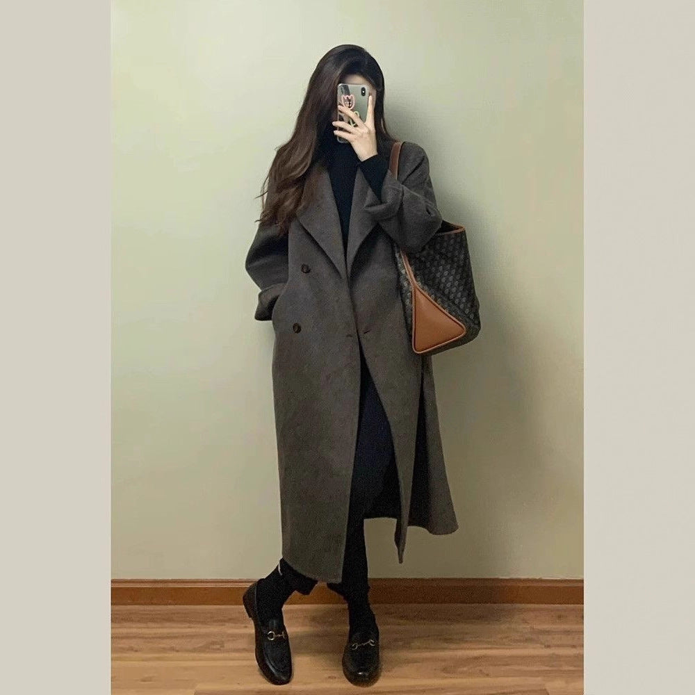 Women's Thickened Knee-length Mid-long Korean-style Wool Coat