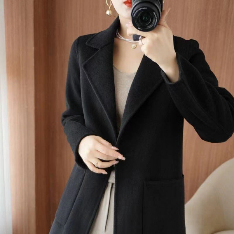 Mid-length Wool Casual Chic Coat